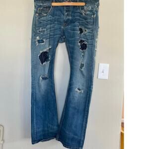 Cult of Individuality Jeans Japanese Selvedge Denim Distressed Hagan 38 X 34